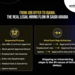 Step by step legal hiring process in Saudi Arabia from work permit to Iqama